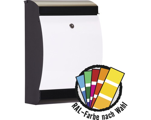 Boîte aux lettres MEFA en acier revêtu par poudre lxhxp 323/492/194 mm Penguin 303 en couleur RAL au choix avec compartiment pour les journaux