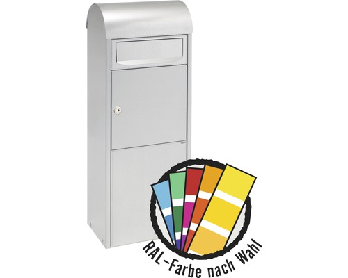 Boîte aux lettres MEFA en acier revêtu par poudre lxhxp 368/1029/228 mm Ash 475M en couleur RAL au choix