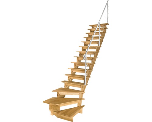 Holztreppe mit Metallgeländer für den Innenbereich