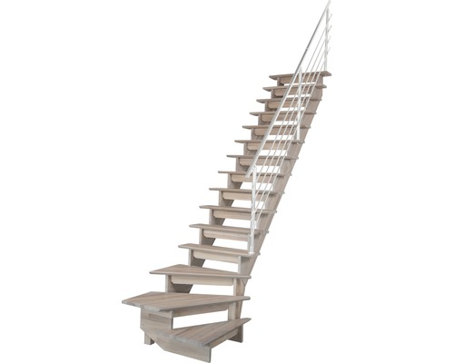 Escalier en bois avec rampe en métal