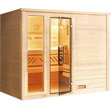 Sauna en bois massif Weka Bergen GTF taille 3 avec poêle 7,5 kW et commande numérique, avec fenêtre et porte entièrement vitrée couleur graphite-thumb-2