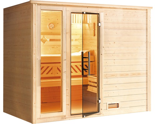 Sauna en bois avec porte en verre pour l''intérieur