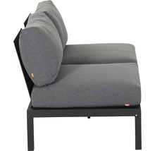 Canapé de jardin gris avec cadre en métal et coussins rembourrés