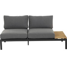 Salon de jardin avec deux éléments de siège et étagère en bois