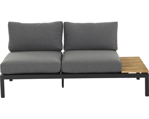 Salon de jardin avec deux éléments de siège et étagère en bois