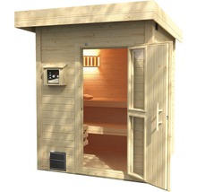 Chalet sauna Weka Naantali avec poêle 9 kW et commande externe, avec portes en bois et verre à isolation thermique-thumb-2