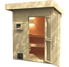 Chalet sauna Weka Naantali avec poêle bio 9 kW et commande externe, avec portes en bois et verre à isolation thermique-thumb-2