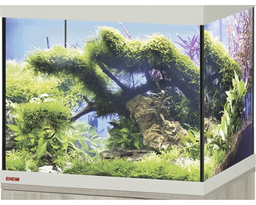 Aquarium, bac en verre EHEIM GB 82 vivalineLED 126 env. 81 x 36 x 40 cm, env. 126 l, uniquement avec cache supérieur chêne gris sans éclairage ni autre élément technique, sans contenu