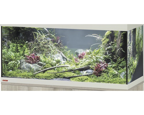 Aquarium, bac en verre EHEIM GB 105 vivalineLED 180 env. 101 x 41 x 49 cm, env. 180 l, uniquement avec cache supérieur chêne gris sans éclairage ni autre élément technique, sans contenu