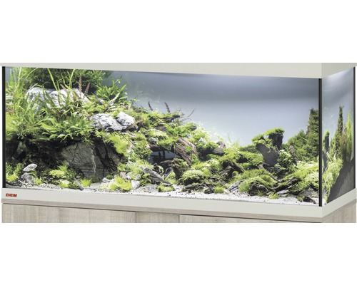 Aquarium, bac en verre EHEIM GB 123 vivalineLED 240 env. 121 x 41 x 54 cm, env. 240 l, uniquement avec cache supérieur chêne gris sans éclairage ni autre élément technique, sans contenu