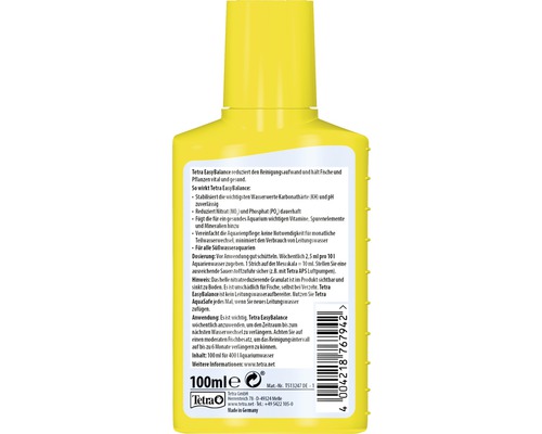 Conditionneur d''eau Tetra EasyBalance en bouteille jaune