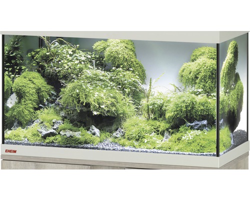 Aquarium, Glasbecken EHEIM GB 62 vivalineLED 150, ca. 61 x 51 x 54 cm, ca. 150 l, nur mit oberer Blende eiche grau, ohne Beleuchtung und weitere Technik, ohne Inhalt Aquarium mit Pflanzen und Steinen