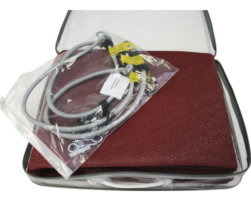 Sonnensegel mit Gummischlaufen und Heringen in Tragetasche