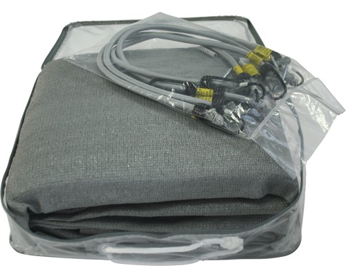 Sonnensegel mit Zubehör in transparenter Tasche