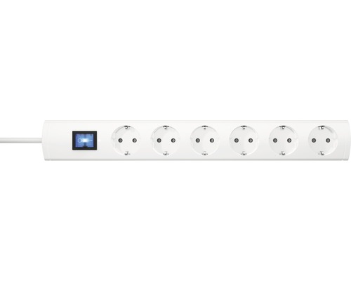 Bloc multiprise USB 6 emplacements avec interrupteur, 90° H05VV-F3G1,5 blanc 1,4 m UNOversal