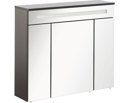 Armoire de toilette FACKELMANN Kara 80 x 22,5 x 70 cm anthracite 3 portes led IP 20