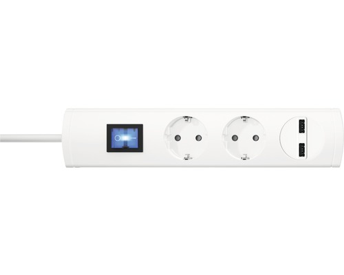 Bloc multiprise USB 2 emplacements avec interrupteur, 90° 2x USB H05VV-F3G1,5 blanc 1,4 m UNOversal