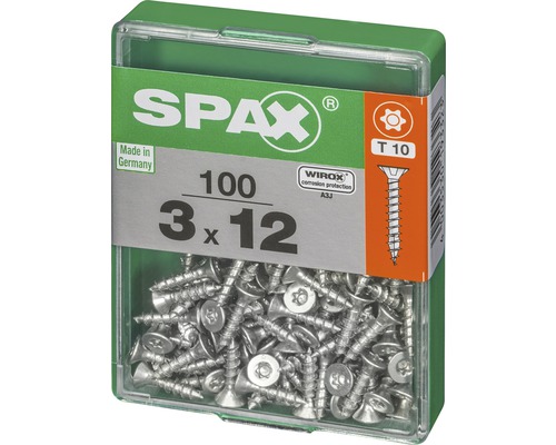 Vis Spax 3 x 12 millimètres, 100 pièces par paquet