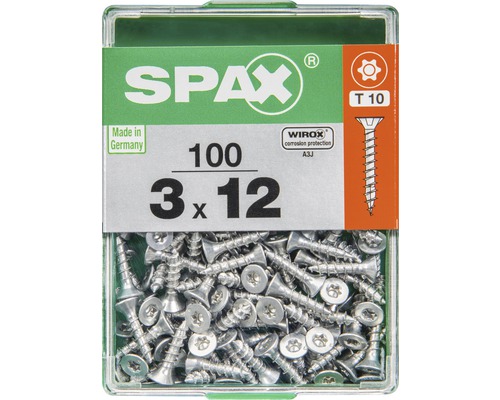 Vis Spax 3x12 millimètres, 100 pièces, T10