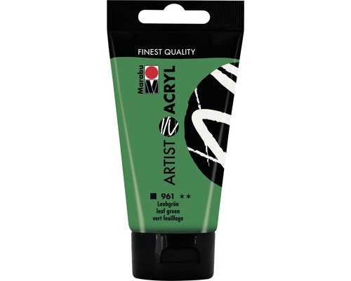 Peinture acrylique Marabu Artist Acryl vert feuillage 961 75 ml Tube de peinture acrylique artiste vert feuille