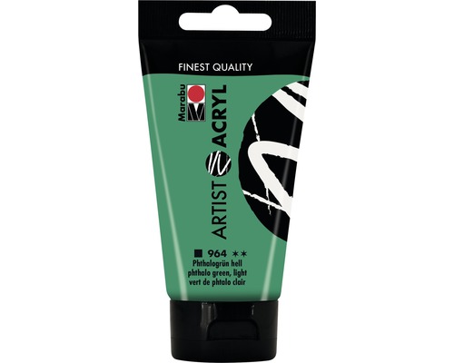 Peinture acrylique Marabu Artist Acryl vert phtalo clair 964 75 ml Marabu Artist Peinture acrylique, vert de phtalo clair, tube