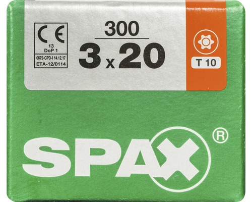 Paquet de vis Spax 3 x 20 millimètres, 300 pièces