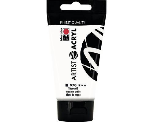 Peinture acrylique Artist Marabu blanc titane 970 75 ml Tube de peinture acrylique extra fine blanc titane