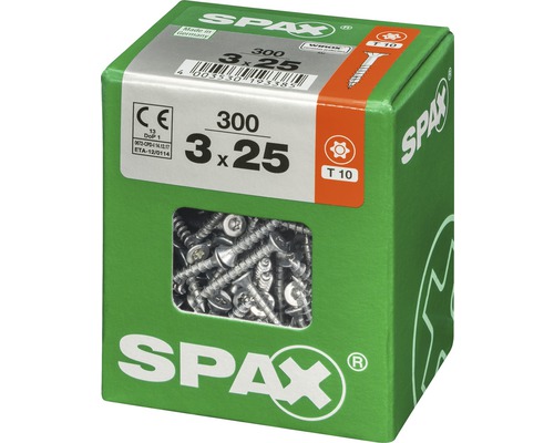 Vis Spax 3 x 25 millimètres, paquet de 300 pièces