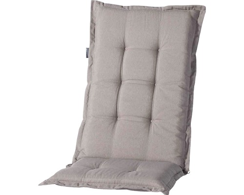 Galette d'assise Madison Panama coton 123 x 50cm gris-beige Coussin de chaise de jardin rembourré avec dossier haut