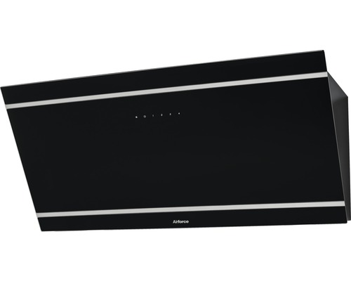 Hotte inclinée Carona 60 largeur x profondeur 60 x 42 cm noir acier inoxydable Hotte aspirante Airforce avec panneau de commande et éclairage