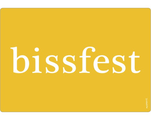 Küchenrückwand mySPOTTI pop Bissfest curry 59x41 cm Bissfest Schriftzug