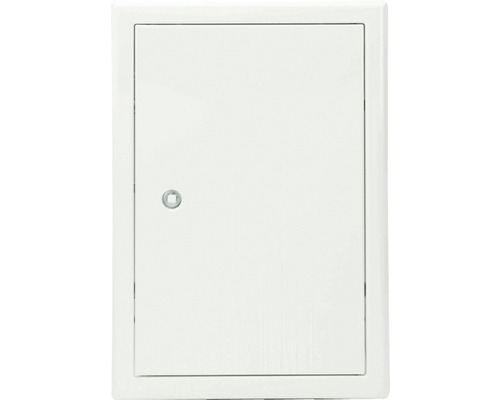 Porte de révision Softline tôle d'acier zinguée blanc RAL 9016 avec fermeture à clé carrée verrouillable encastrée et cadre en 1 parties 20 x 25 cm