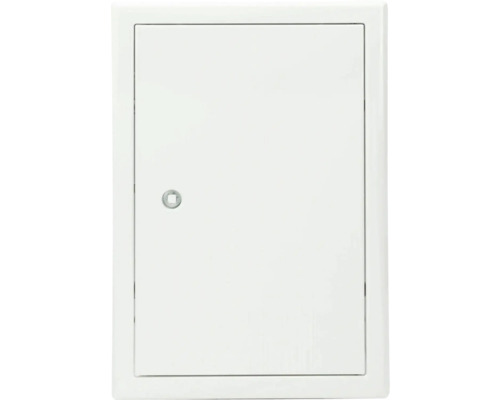 Porte de révision Softline tôle d'acier zinguée blanc RAL 9016 avec fermeture à clé carrée verrouillable encastrée et cadre en 1 parties 20 x 25 cm