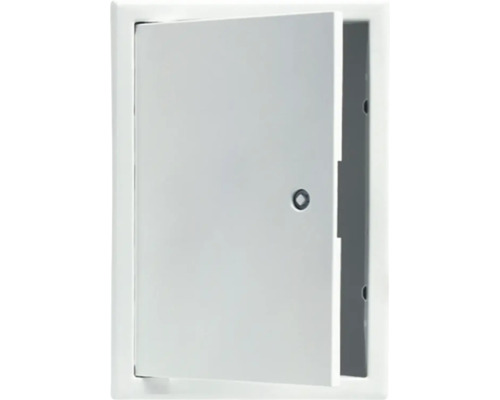 Porte de révision Softline tôle d'acier zinguée blanc RAL 9016 avec fermeture à clé carrée verrouillable encastrée et cadre en 1 parties 25 x 30 cm