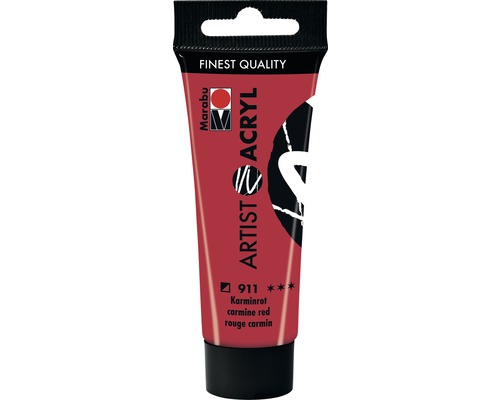 Peinture acrylique Marabu Artist Acryl rouge carmin 911 22 ml Tube de peinture acrylique carmin pour artistes