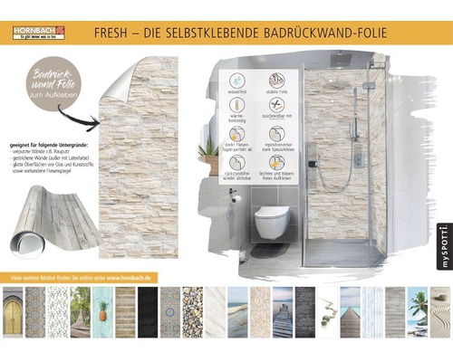 Selbstklebende Badewannenrückwandfolie mit Steinmuster, geeignet für verschiedene Untergründe
