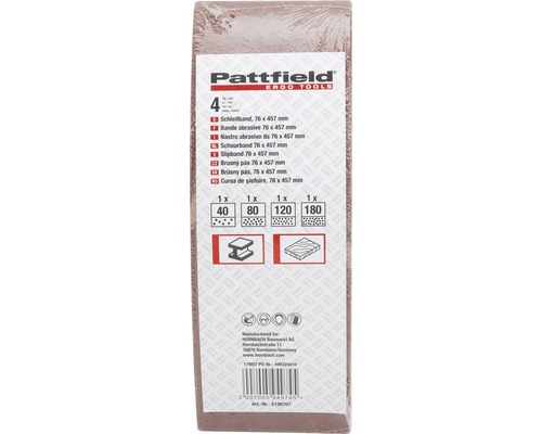 Pattfield Lot de bandes abrasives, 76x457 millimètres, grain 40, 80, 120 et 180