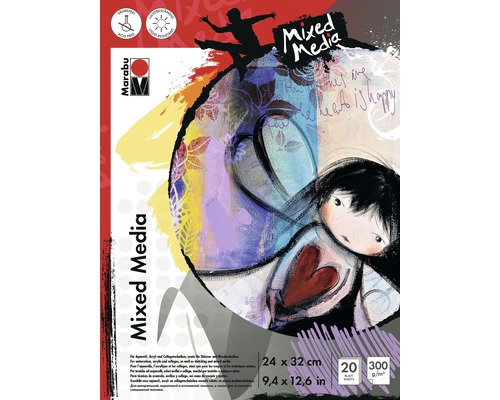Bloc de dessin Marabu Mixed Media 24x32 cm 300 g/m² 20 feuilles