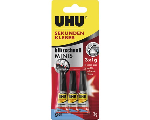 Colle instantanée UHU Minis 3 x 1 g gel en vrac-0