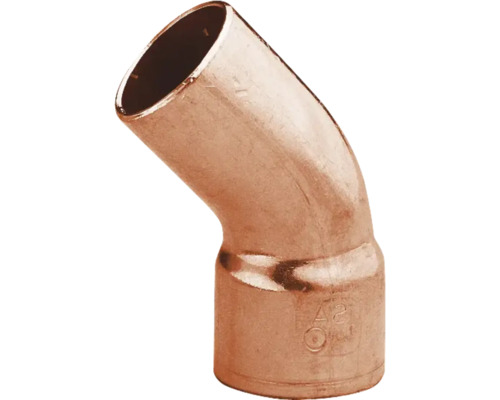 Coude 45° 1 Manchon 18mm 10 pièces cuivre Coude en cuivre avec angle de 45 degrés pour installations sanitaires