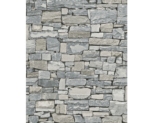 Papier peint intissé 859102 Modern Surfaces pierres gris Papier peint aspect mur de pierre