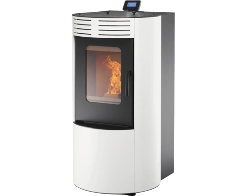 Poêle à pellets Rowi Ovale en acier blanc 9,5 kW avec Wi-Fi et télécommande Poêle à pellets avec affichage numérique
