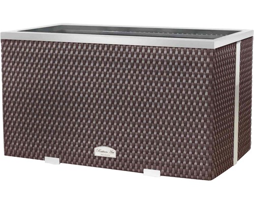 Bac à fleurs rotin synthétique 70x38x40 cm marron-aluminium Jardinière en rotin