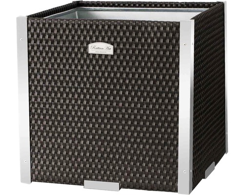 Pflanztopf Polyrattan 46x46x46 cm braun-aluminium