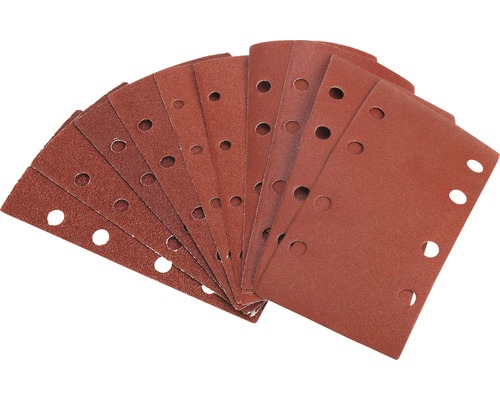 Feuille abrasive pour ponceuse vibrante Pattfield 93 x 185 mm 10 pces, velcro Papier abrasif avec trous pour ponceuses