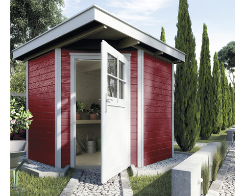 Chalet de jardin d'angle en madriers weka 229, avec plancher, 209x205 cm, rouge de falun