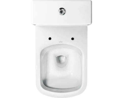 Photo d''une toilette avec réservoir de chasse d''eau vue de dessus