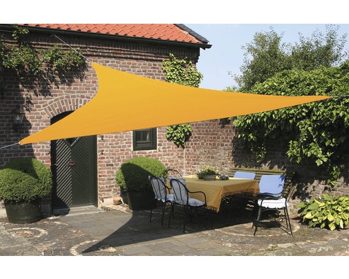 Voile d'ombrage triangulaire jaune avec protection contre la pluie 420x420x420 cm