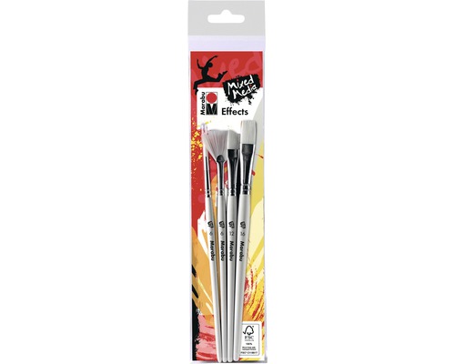 Kit de pinceaux à pochoir Marabu Effects 4 pces