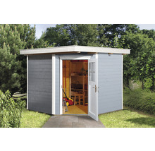 Blockbohlen-Eckhaus weka 229 mit Fußboden 270 x 270 cm grau